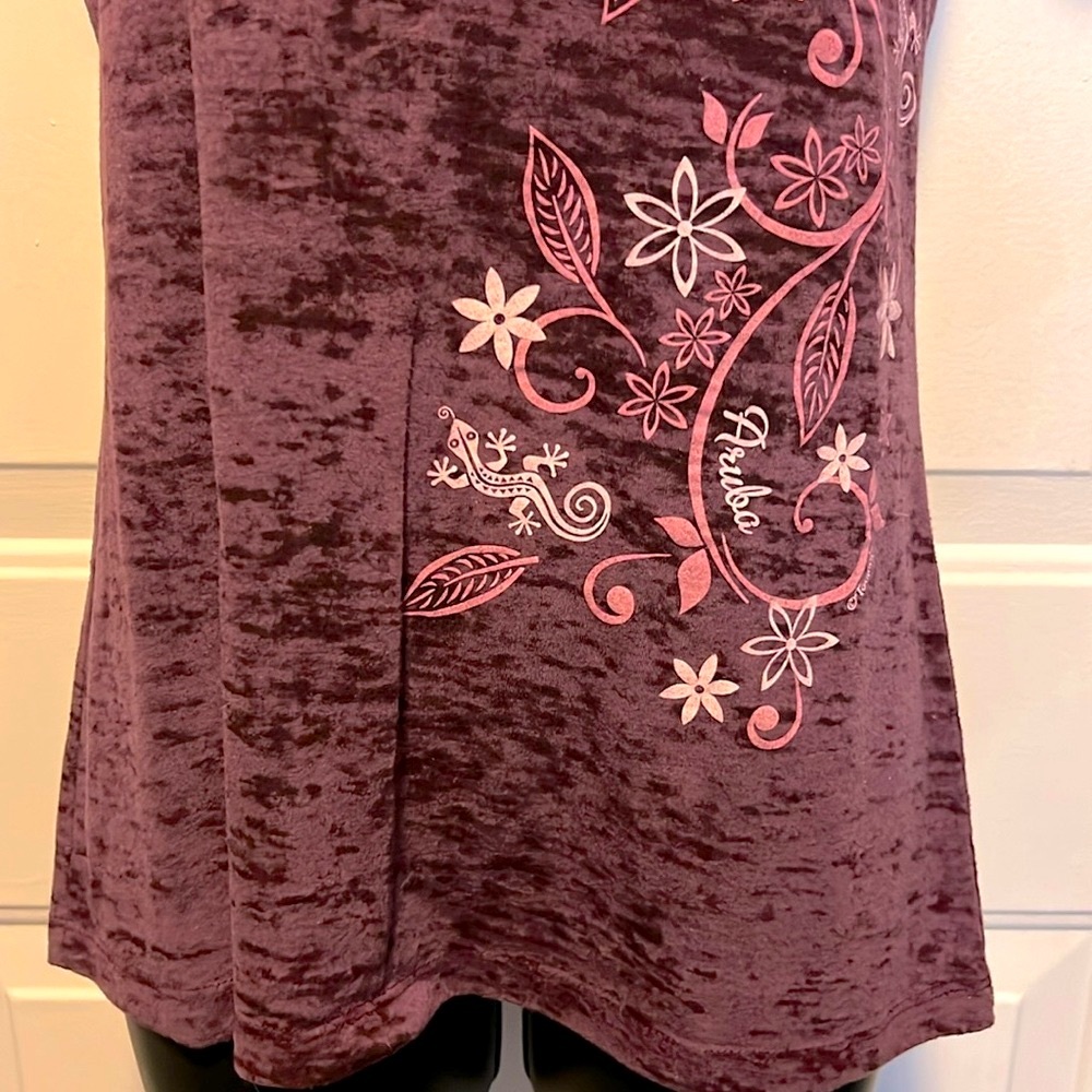 NEXT LEVEL 🦎 TROPICAL PURPLE/PINK DISTRESSED GECKO LIZARD T-SHIRT Women’s XL - Picture 5 of 7